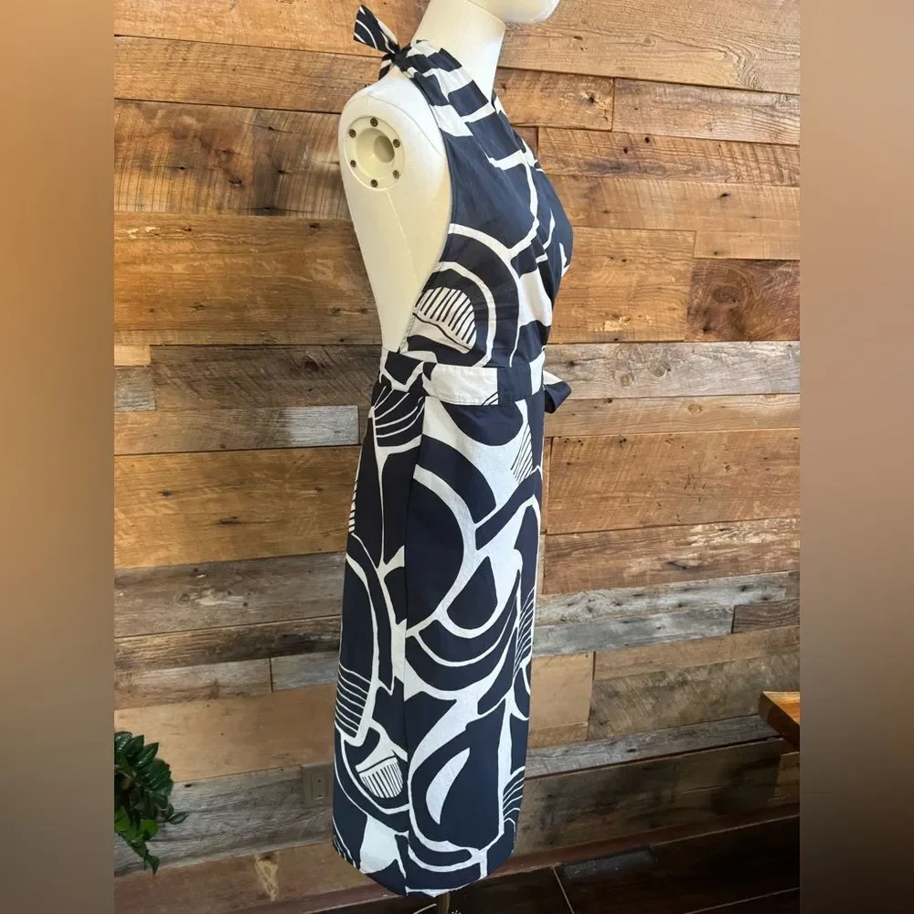 Zara The Nicole Abstract Geometric Print Halter Wrap Midi Dress Size Small NWOT